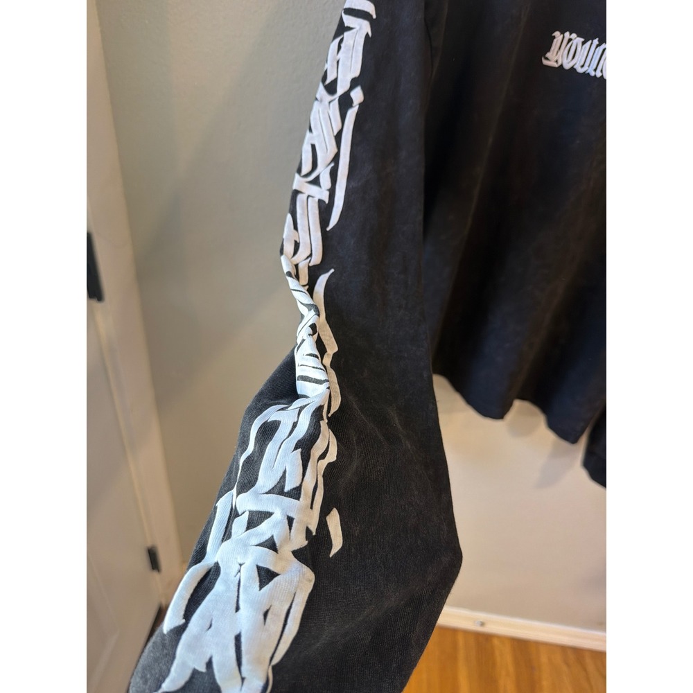 YoungLA Long Sleeve T-Shirt Mens Large Black Mineral Wash Gothic Graphic 8021 - Picture 5 of 9